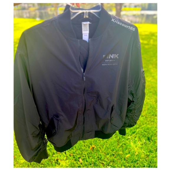 Victoria’s Secret PINK Black Bomber Jacket NEW WITH TAGS - Picture 8 of 16